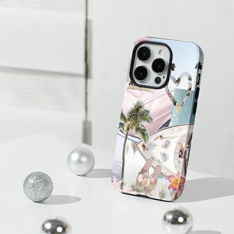 Fashion women phone case for iphone 16 15 14 plus 13 12 11 pro max cover Luxury funda 2-in-1 streetwear CAR palm cases carcasa