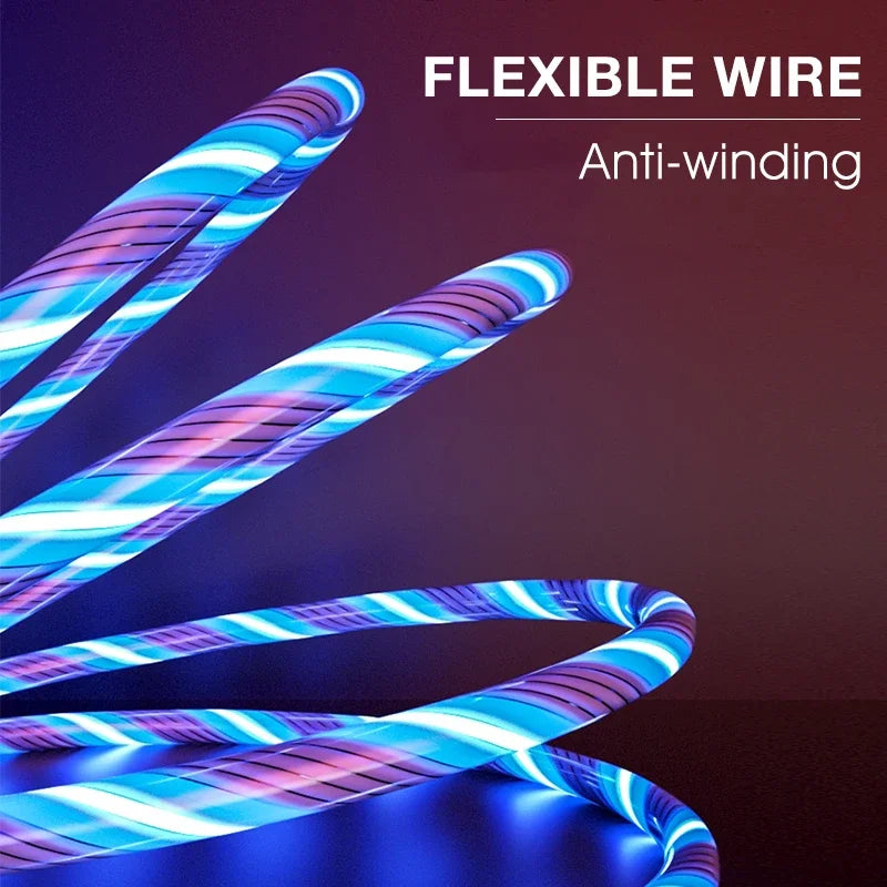 1m 2m Glowing LED Light Charger Data Cable Phone 2.4A USB Charging Cable For iPhone 14 13 12 11 Pro Max XS XR Charge Wire Cord
