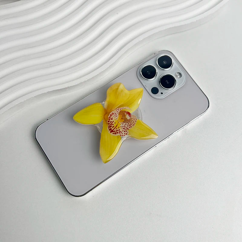Orchid Acrylic Socket Grip Phone Holder Folding Ring Phone Support Socket Cymbidium Phone Stand Grip Internet Celebrity