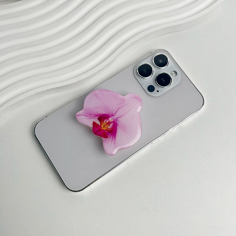 Orchid Acrylic Socket Grip Phone Holder Folding Ring Phone Support Socket Cymbidium Phone Stand Grip Internet Celebrity