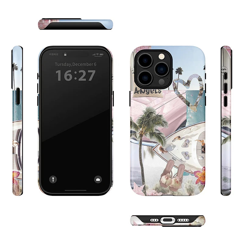 Fashion women phone case for iphone 16 15 14 plus 13 12 11 pro max cover Luxury funda 2-in-1 streetwear CAR palm cases carcasa