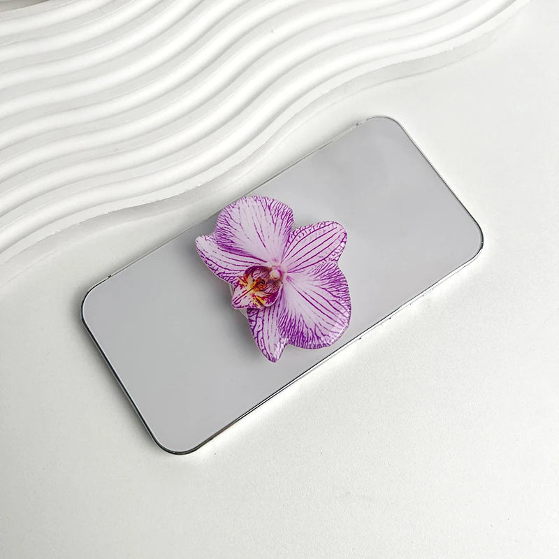 Orchid Acrylic Socket Grip Phone Holder Folding Ring Phone Support Socket Cymbidium Phone Stand Grip Internet Celebrity