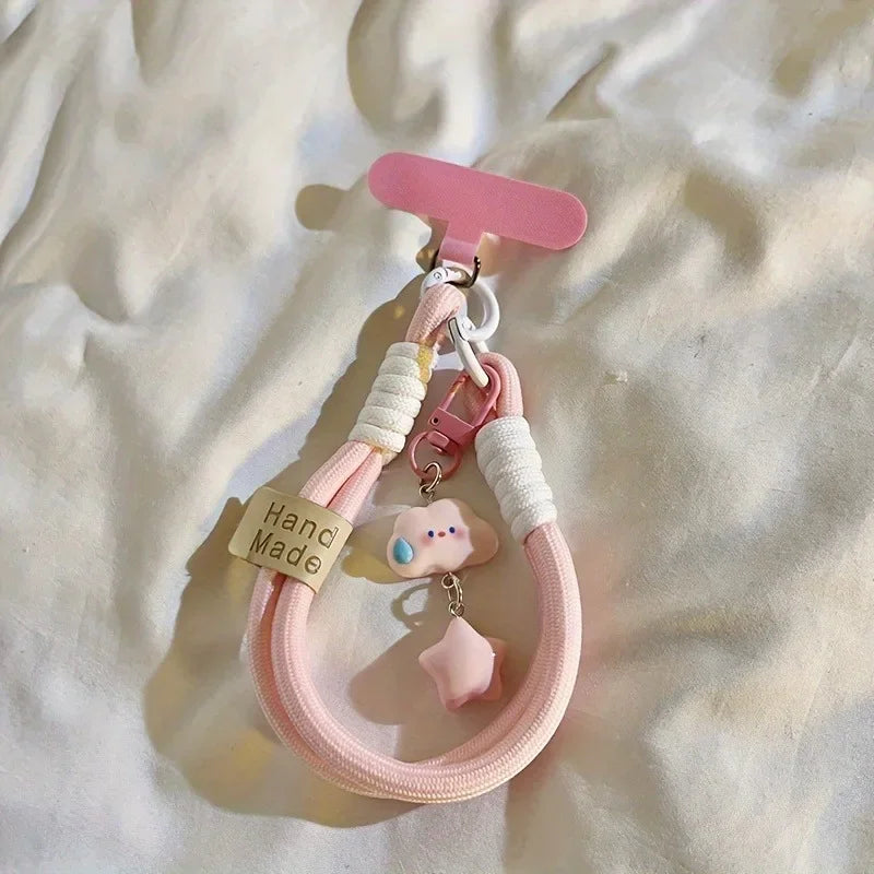 New Colourful Mobile Phone Strap Short Wrist Strap Clouds Star Charm Keychain Camera Chain Lanyard Universal Phone Case Lanyard