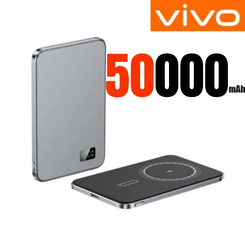VIVO Magnetic Thin Wireless Power Bank PD25W Fast Charge 50000mAh Portable External Backup Battery For Magsafe For IPhone Xiaomi