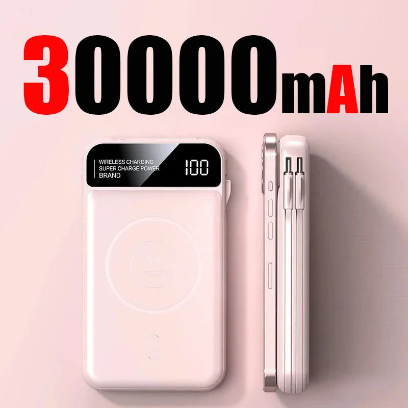 50000mAh Power Bank Wireless Fast Charging Magsafe Battery Magnetic Digital Display Power Bank For iPhone, Samsung