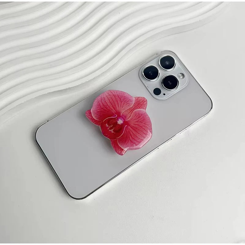 2025 Ins Style Orchid Mobile Phone Bracket Korean Orchid Acrylic Socket Grip Security Ring Finger Phone Bracket