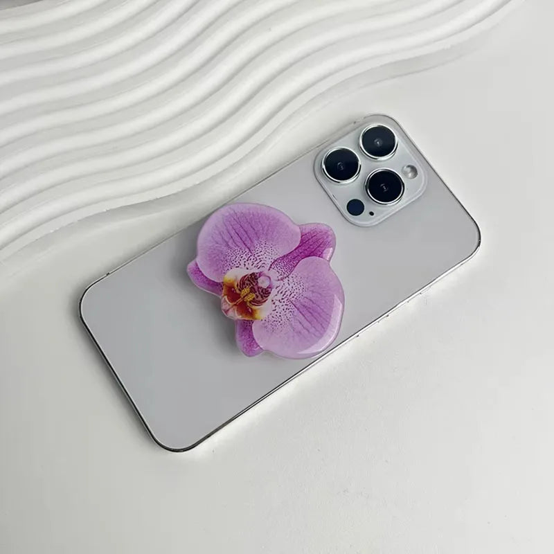 2025 Ins Style Orchid Mobile Phone Bracket Korean Orchid Acrylic Socket Grip Security Ring Finger Phone Bracket