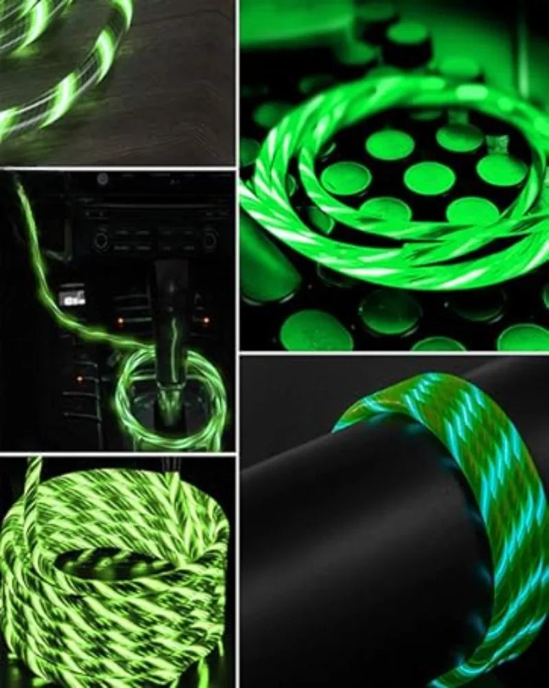 1m 2m Glowing LED Light Charger Data Cable Phone 2.4A USB Charging Cable For iPhone 14 13 12 11 Pro Max XS XR Charge Wire Cord