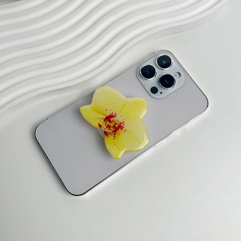 Orchid Acrylic Socket Grip Phone Holder Folding Ring Phone Support Socket Cymbidium Phone Stand Grip Internet Celebrity