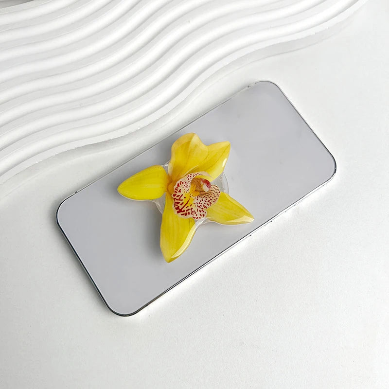 Orchid Acrylic Socket Grip Phone Holder Folding Ring Phone Support Socket Cymbidium Phone Stand Grip Internet Celebrity
