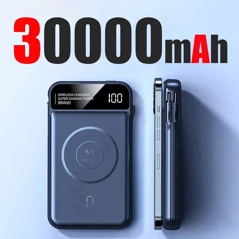 50000mAh Power Bank Wireless Fast Charging Magsafe Battery Magnetic Digital Display Power Bank For iPhone, Samsung