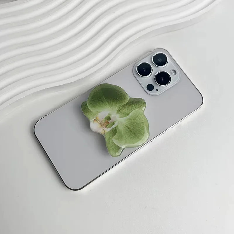 2025 Ins Style Orchid Mobile Phone Bracket Korean Orchid Acrylic Socket Grip Security Ring Finger Phone Bracket
