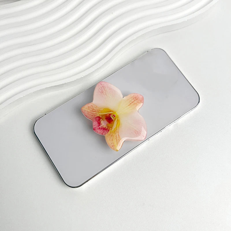 Orchid Acrylic Socket Grip Phone Holder Folding Ring Phone Support Socket Cymbidium Phone Stand Grip Internet Celebrity