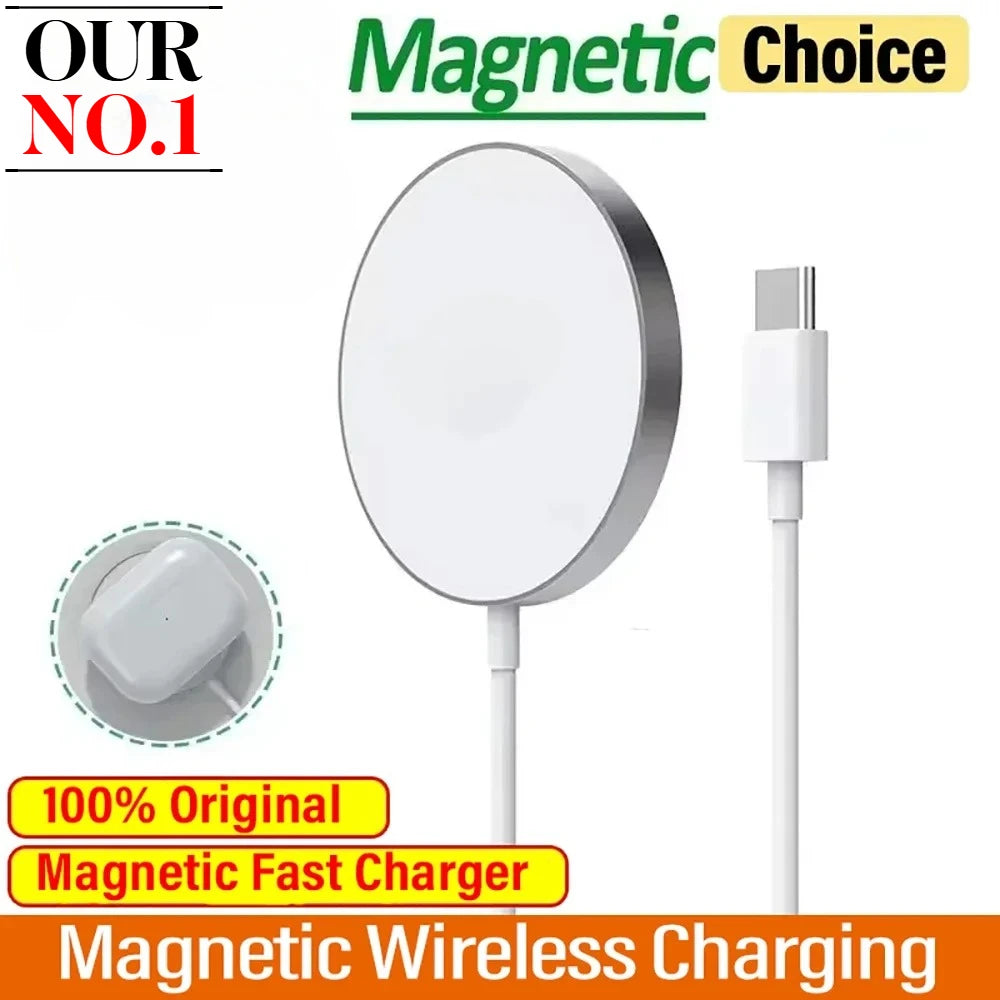 Magnetic Wireless Charger Fast Charging Pad Stand With Type C Cable For iPhone 15 14 13 12 Pro Max Phone Chargers Dock Station