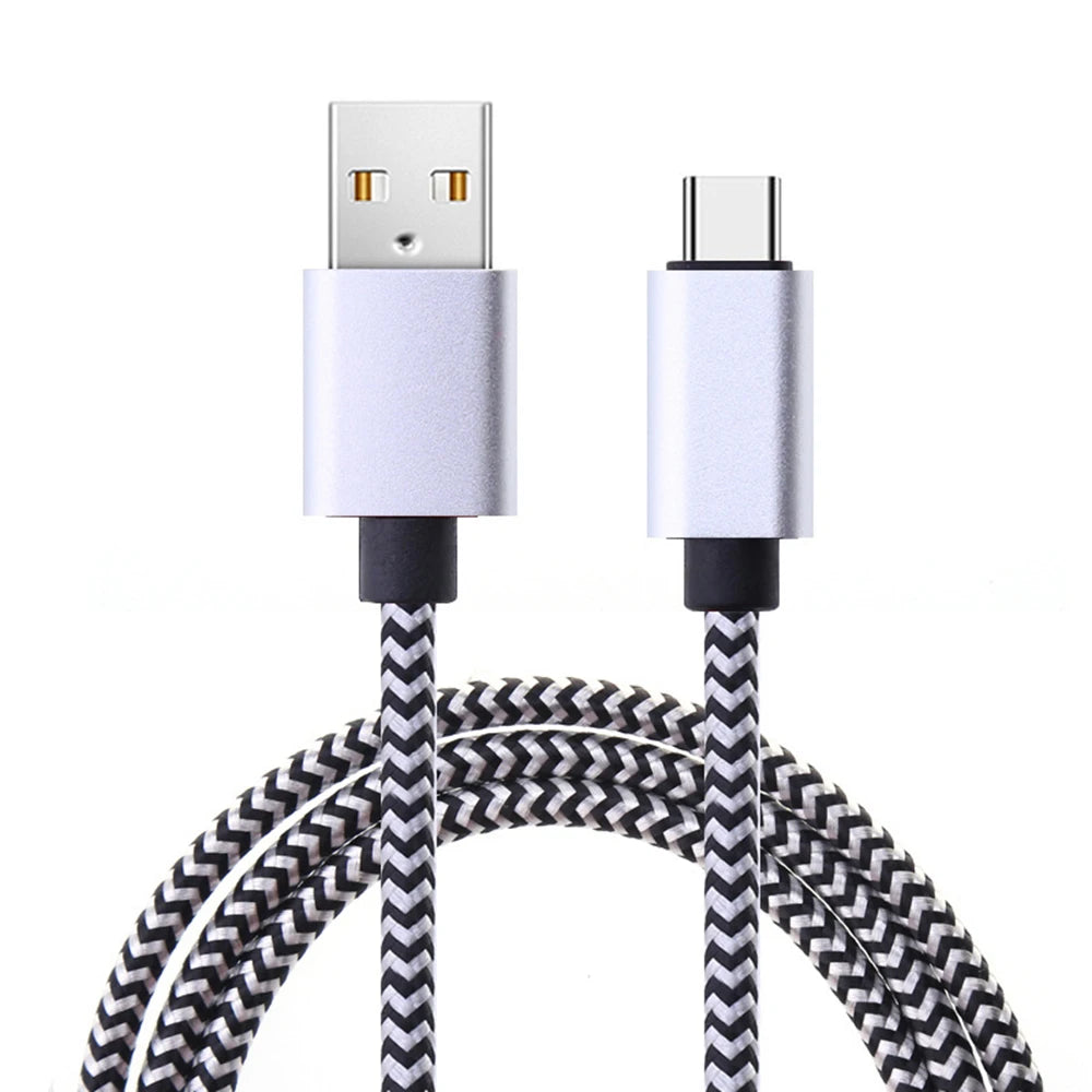 USB Type C Cable - Sync 2.4A Fast 1M 2M 3M Charging Nylon Braided Wire Charger Cable For Samsung Huawei Android Mobile Phone