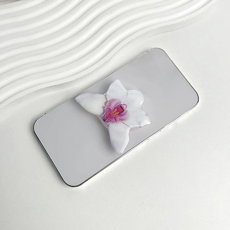 Orchid Acrylic Socket Grip Phone Holder Folding Ring Phone Support Socket Cymbidium Phone Stand Grip Internet Celebrity