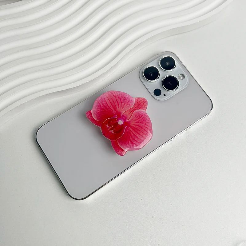Orchid Acrylic Socket Grip Phone Holder Folding Ring Phone Support Socket Cymbidium Phone Stand Grip Internet Celebrity