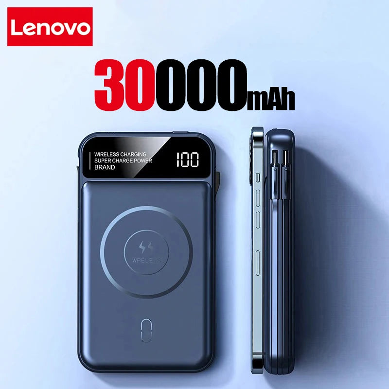 Lenovo Power Bank 50000mah Wireless Charging For Magsafe Magnetic Charging Built-in Wire Mobile Phone Battery For IPhone