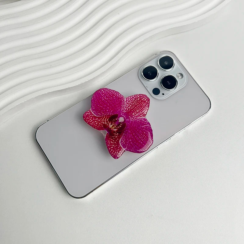 Orchid Acrylic Socket Grip Phone Holder Folding Ring Phone Support Socket Cymbidium Phone Stand Grip Internet Celebrity