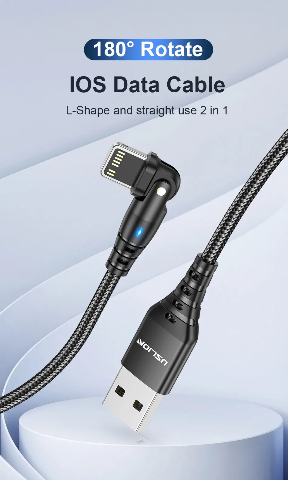 USLION 3A USB Cable For iPhone Cable 14 13 12 11 Pro Max Xs Xr X 8 plus iPad Air Mini Fast Charging Data Cord For iPhone Charger