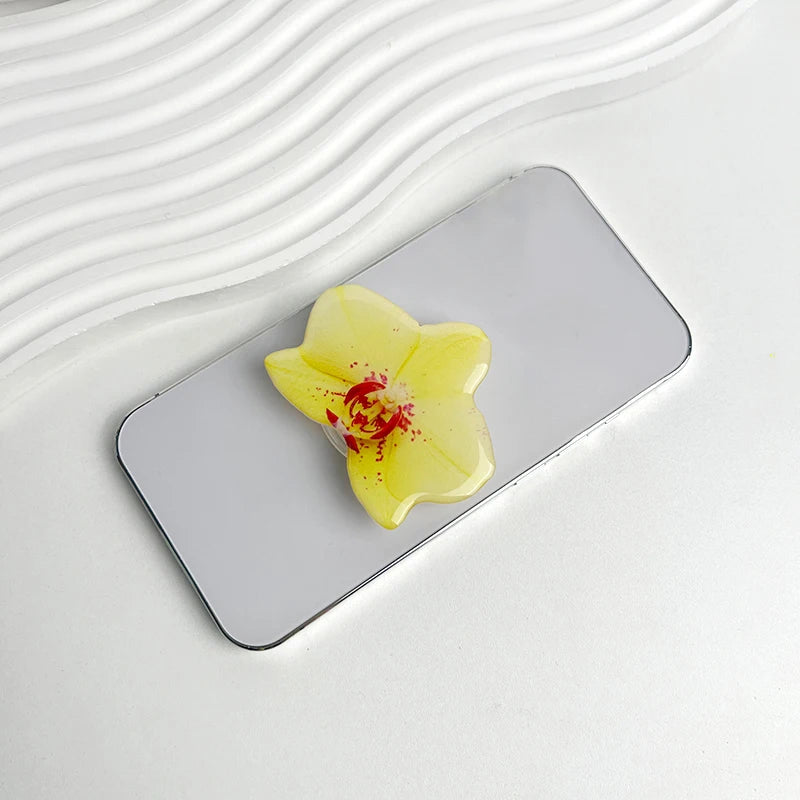 Orchid Acrylic Socket Grip Phone Holder Folding Ring Phone Support Socket Cymbidium Phone Stand Grip Internet Celebrity