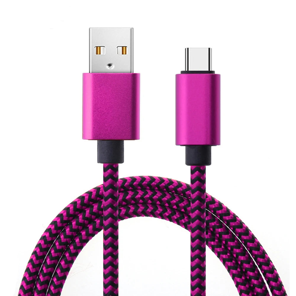 USB Type C Cable - Sync 2.4A Fast 1M 2M 3M Charging Nylon Braided Wire Charger Cable For Samsung Huawei Android Mobile Phone