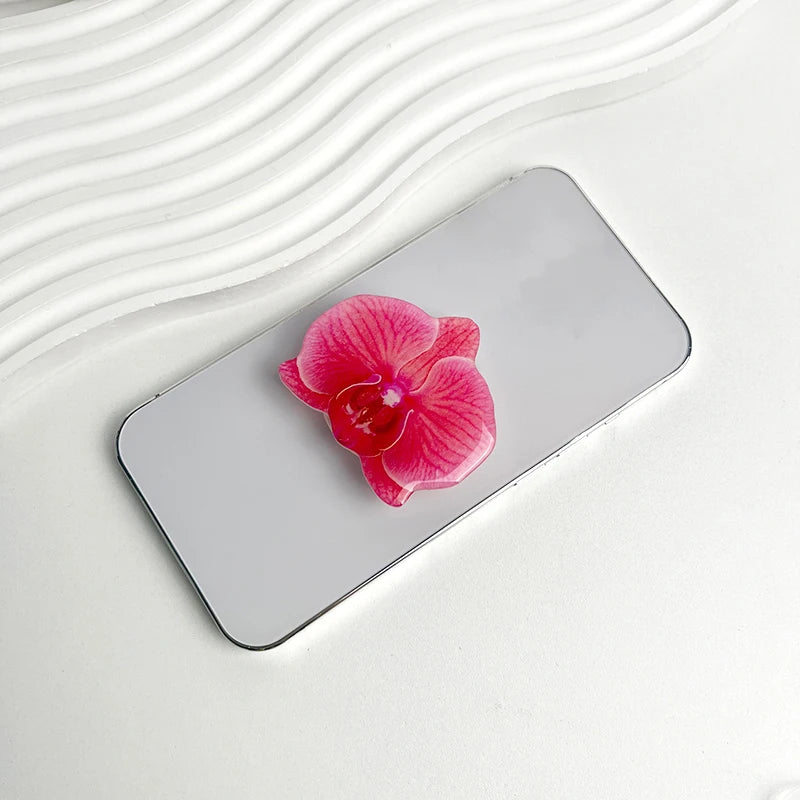 Orchid Acrylic Socket Grip Phone Holder Folding Ring Phone Support Socket Cymbidium Phone Stand Grip Internet Celebrity