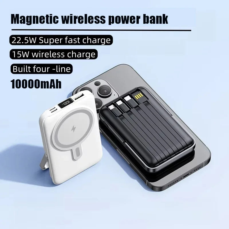 10000mAh  Wireless magnetic power bank 22.5W super fast charging  suitable for watches, mobile power banks, lightweight and thin