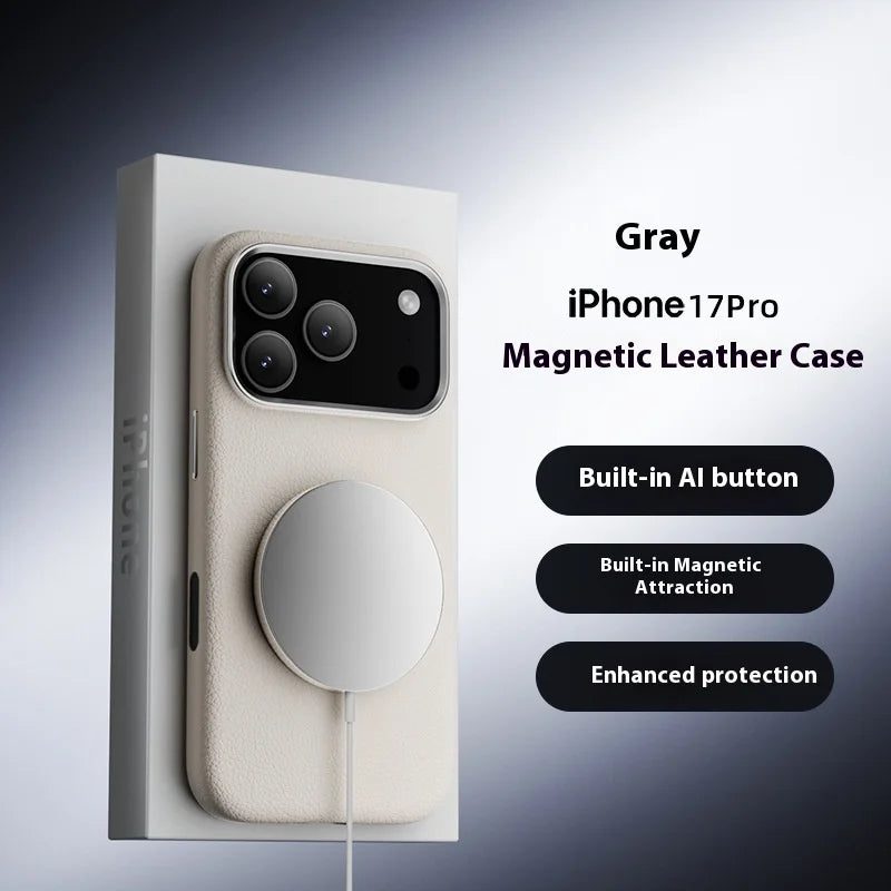 Case For Iphone 17 Pro Max 17 Ari Protect Case Plain Leather Material Built In Magnetic Attraction Anti Slip Anti Fall Accessory