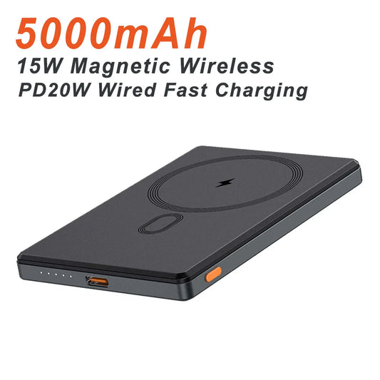 5000mAh Ultra Thin Magsafe Magnetic Power Bank USB TYPE C PD 20W Fast Charger Battery For iPhone 16 15 14 13 12 Pro Plus Pro Max