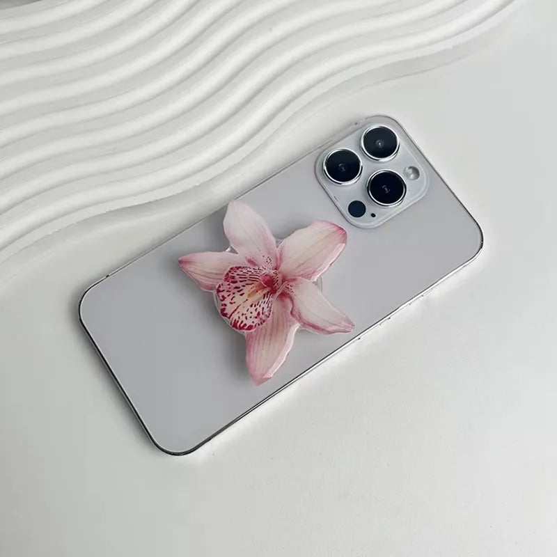 2025 Ins Style Orchid Mobile Phone Bracket Korean Orchid Acrylic Socket Grip Security Ring Finger Phone Bracket