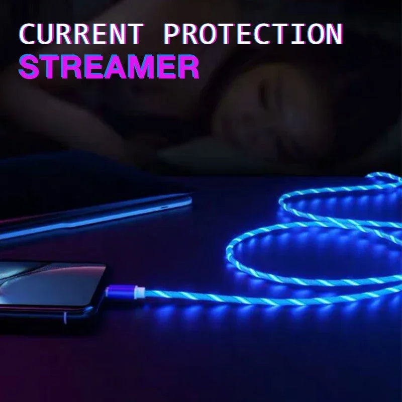 1m 2m Glowing LED Light Charger Data Cable Phone 2.4A USB Charging Cable For iPhone 14 13 12 11 Pro Max XS XR Charge Wire Cord