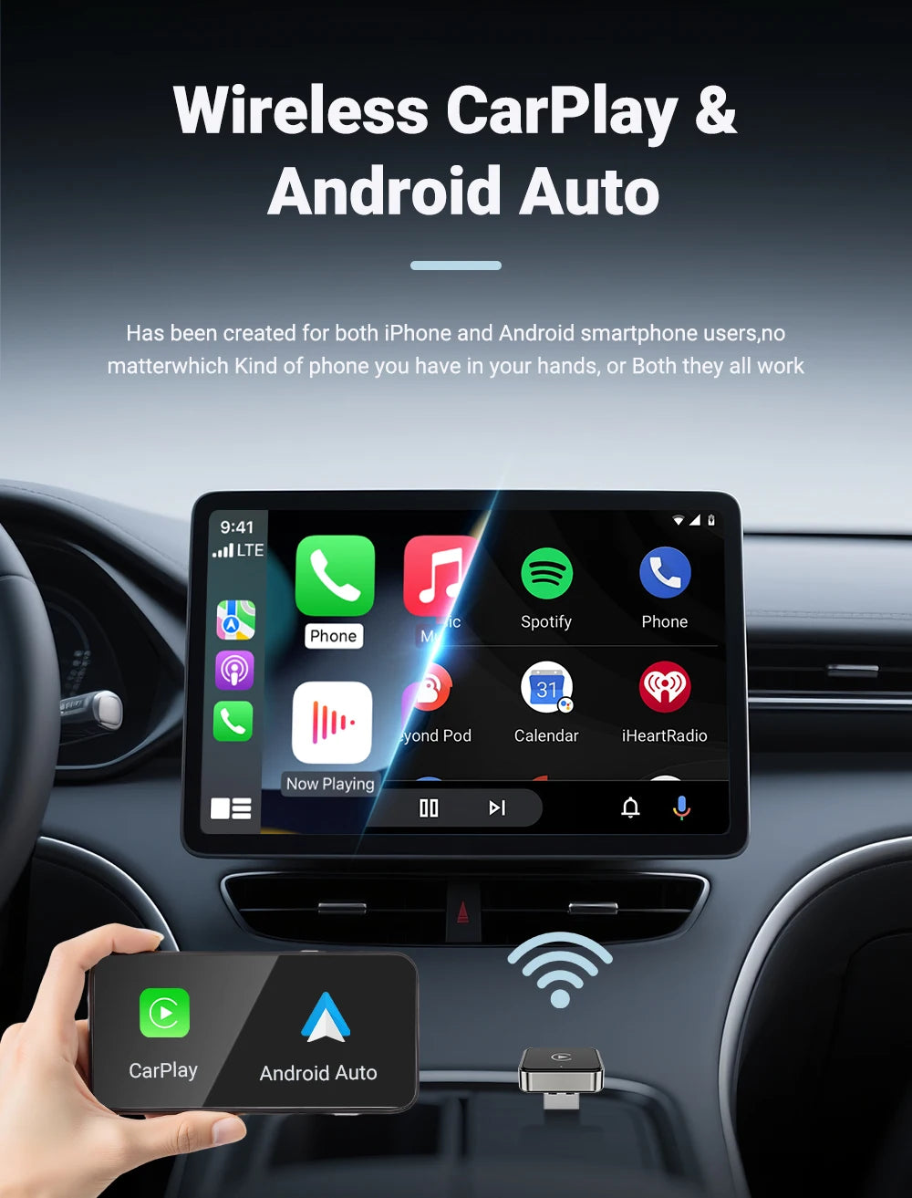 New Super Mini Carplay AI Box Wired to Wireless CarPlay/Android Auto 2in1 Box 5GHz WiFi5 for 99% Original Wired CarPlay/Auto Car