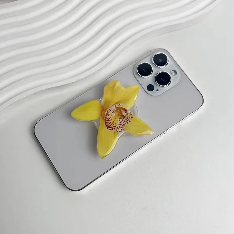 2025 Ins Style Orchid Mobile Phone Bracket Korean Orchid Acrylic Socket Grip Security Ring Finger Phone Bracket
