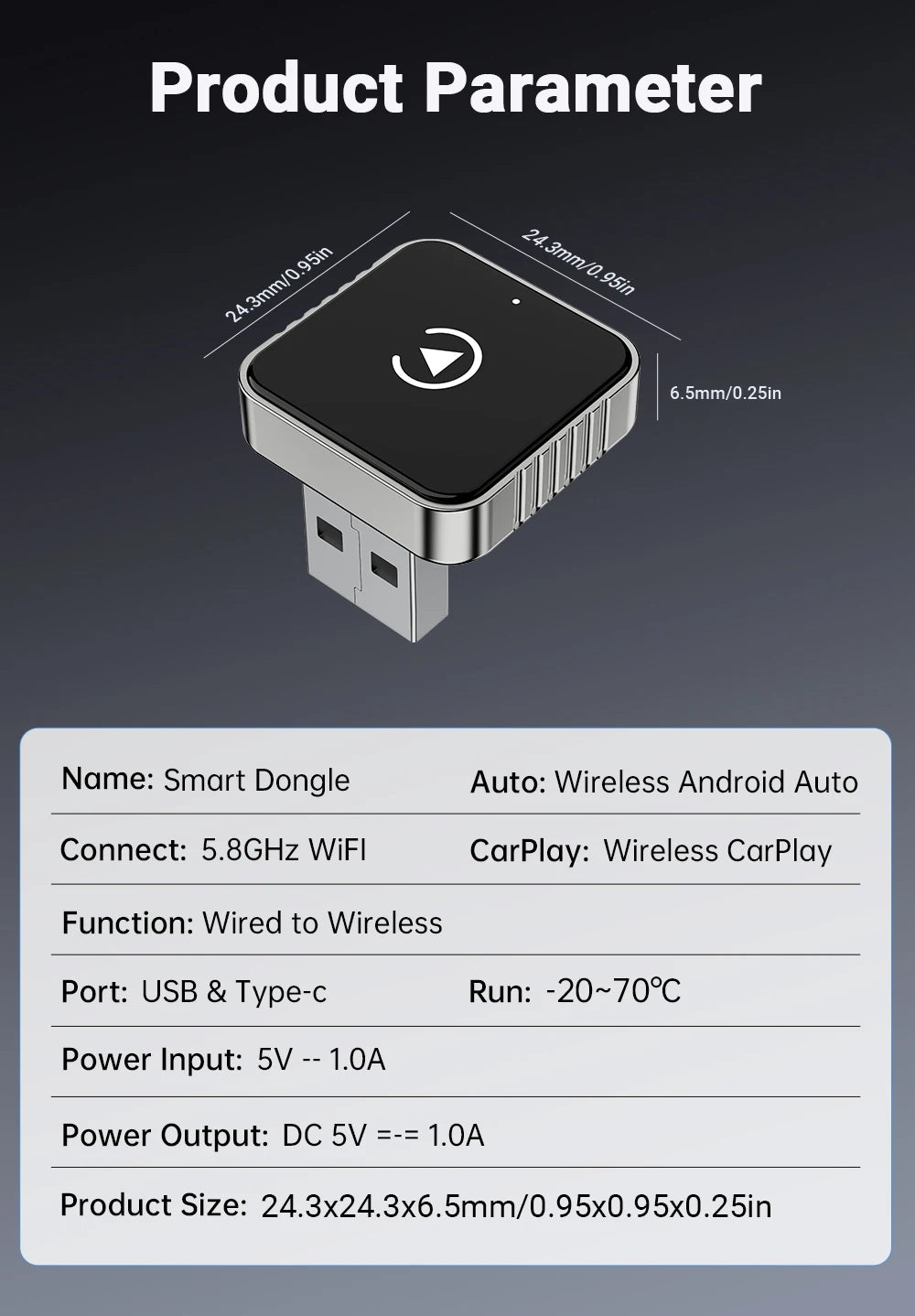 New Super Mini Carplay AI Box Wired to Wireless CarPlay/Android Auto 2in1 Box 5GHz WiFi5 for 99% Original Wired CarPlay/Auto Car