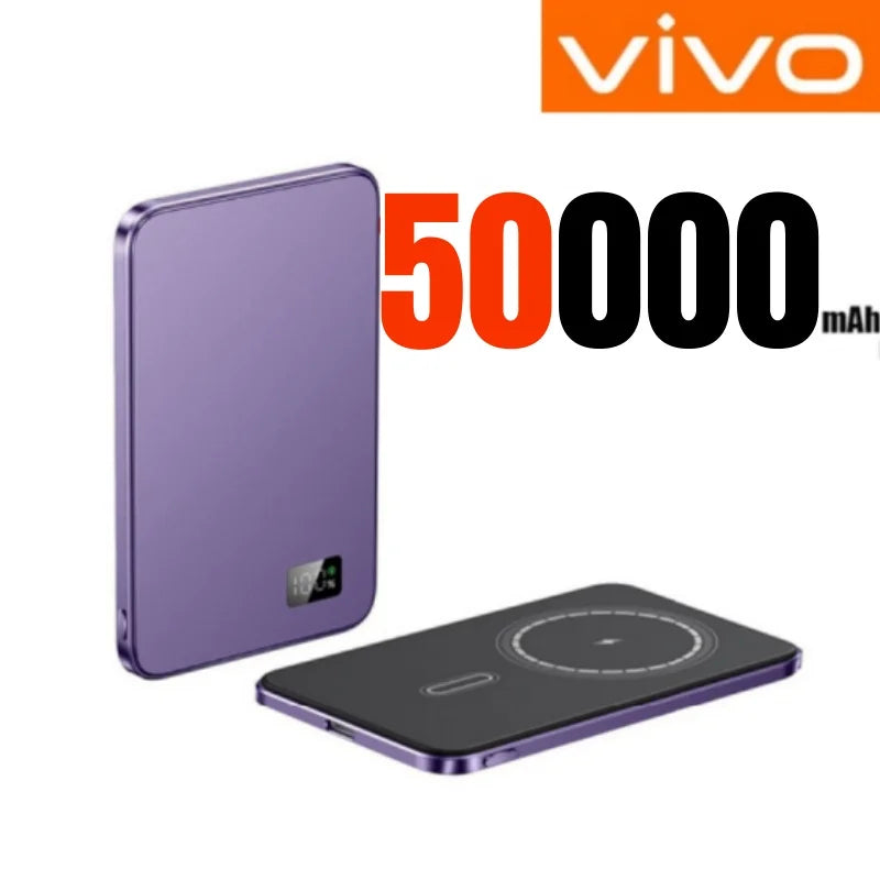 VIVO Magnetic Thin Wireless Power Bank PD25W Fast Charge 50000mAh Portable External Backup Battery For Magsafe For IPhone Xiaomi