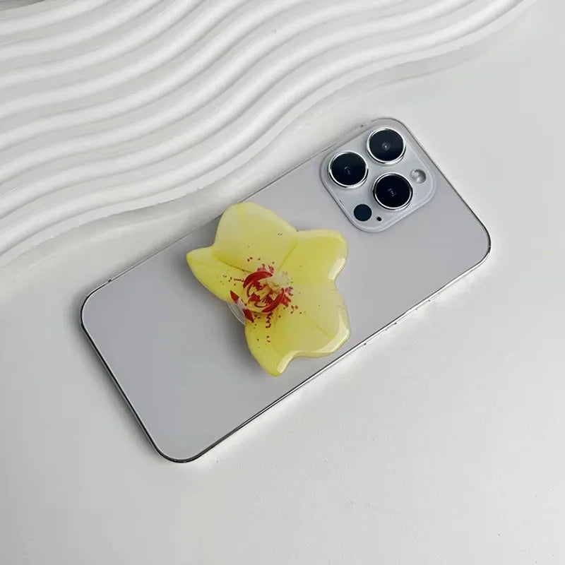 2025 Ins Style Orchid Mobile Phone Bracket Korean Orchid Acrylic Socket Grip Security Ring Finger Phone Bracket
