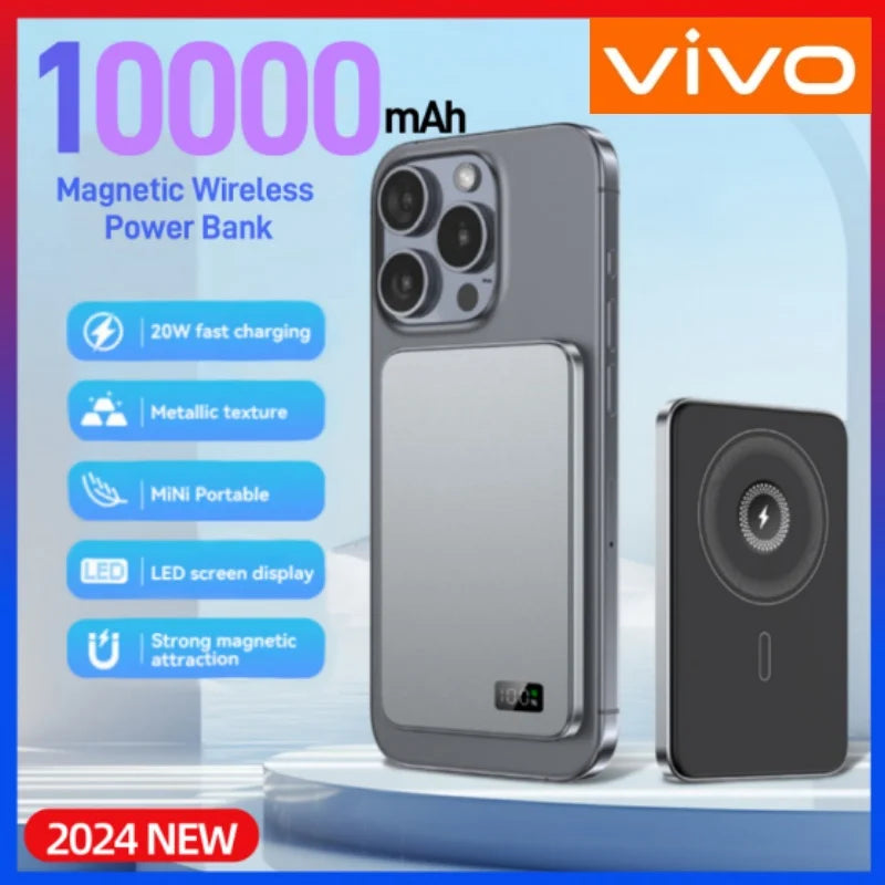 VIVO Magnetic Thin Wireless Power Bank PD25W Fast Charge 50000mAh Portable External Backup Battery For Magsafe For IPhone Xiaomi