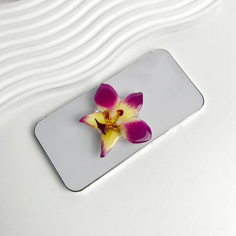 Orchid Acrylic Socket Grip Phone Holder Folding Ring Phone Support Socket Cymbidium Phone Stand Grip Internet Celebrity