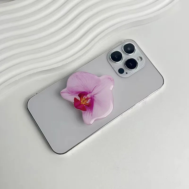 2025 Ins Style Orchid Mobile Phone Bracket Korean Orchid Acrylic Socket Grip Security Ring Finger Phone Bracket