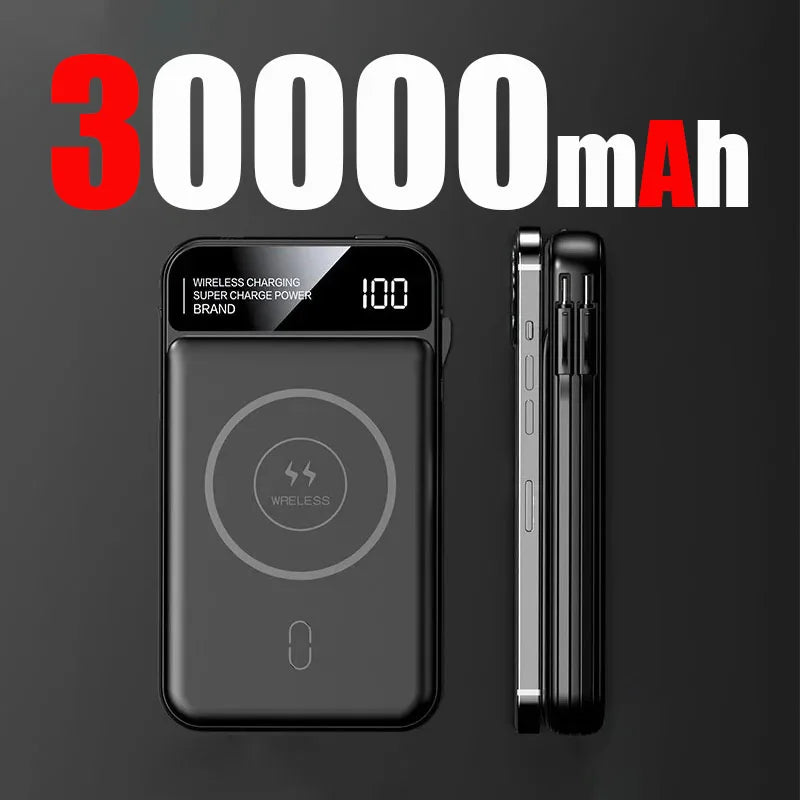 50000mAh Power Bank Wireless Fast Charging Magsafe Battery Magnetic Digital Display Power Bank For iPhone, Samsung