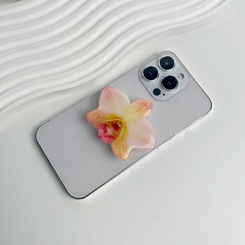 Orchid Acrylic Socket Grip Phone Holder Folding Ring Phone Support Socket Cymbidium Phone Stand Grip Internet Celebrity