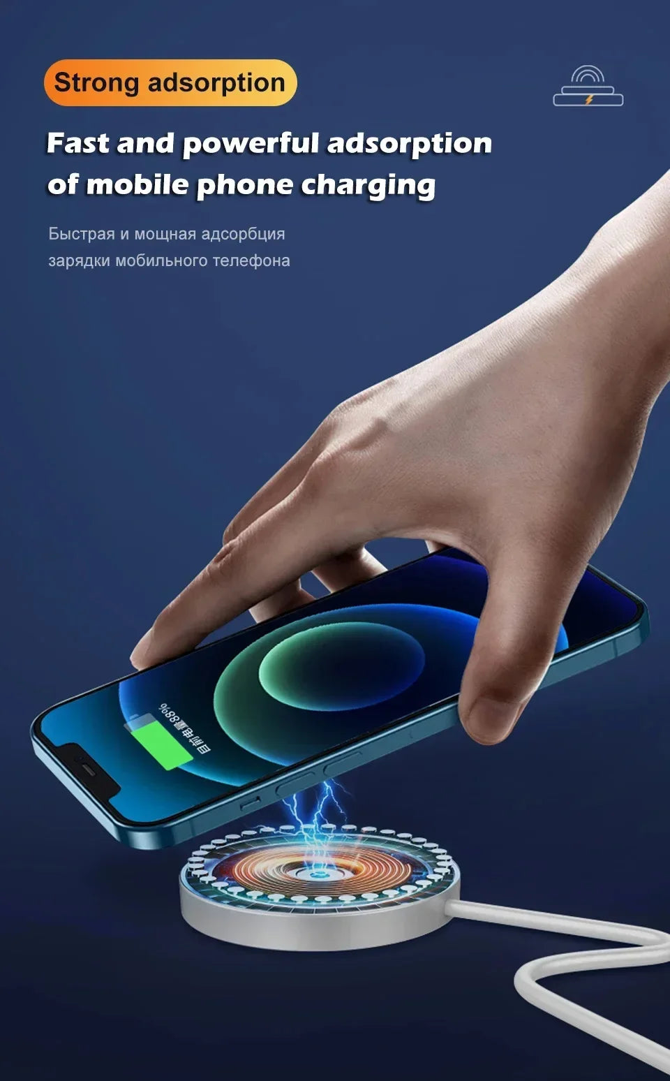 Magnetic Wireless Charger  Fast Charging Pad Stand With Type C Cable For iPhone 15 14 13 12 Pro Max Phone Chargers Dock Station