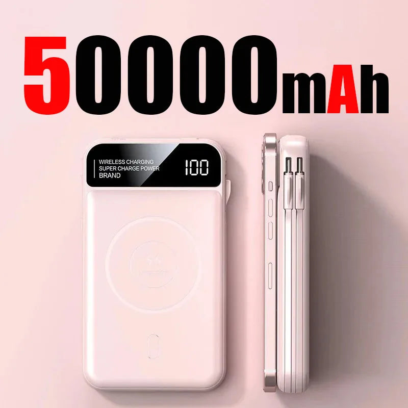 50000mAh Power Bank Wireless Fast Charging Magsafe Battery Magnetic Digital Display Power Bank For iPhone, Samsung