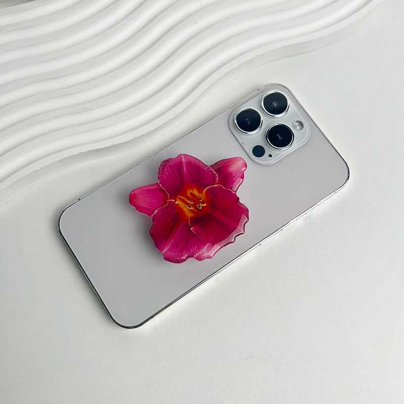 Orchid Acrylic Socket Grip Phone Holder Folding Ring Phone Support Socket Cymbidium Phone Stand Grip Internet Celebrity