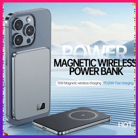 New Ultra thin Alloy Powerbank Magnetic Power Bank Wireless Fast Charger For iPhone 15 14 13 12 Backup battery For Magsafe