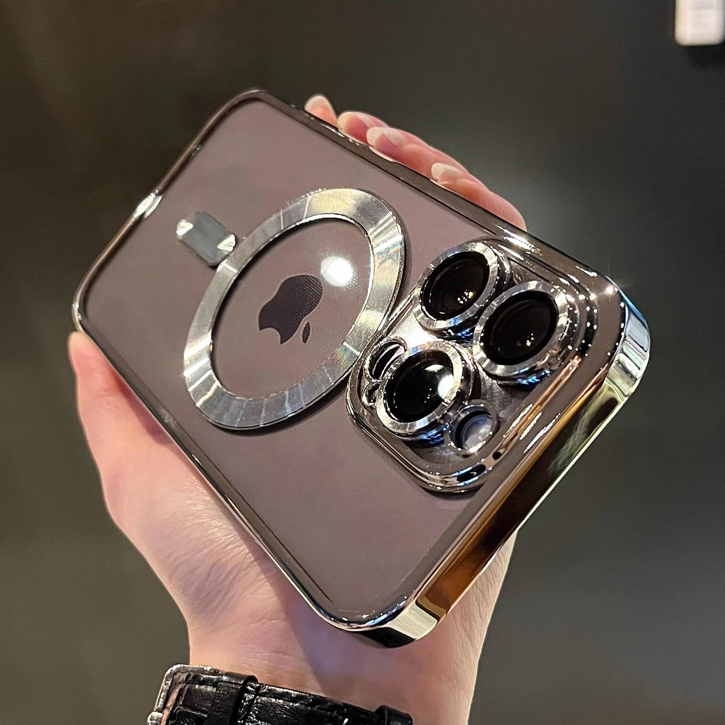 Luxury Magnetic Plating Clear Case For Magsafe Wireless Charging iPhone 13 14 15 16 Pro Max Plus Shockproof Silicone Cover