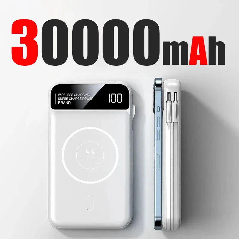 50000mAh Power Bank Wireless Fast Charging Magsafe Battery Magnetic Digital Display Power Bank For iPhone, Samsung