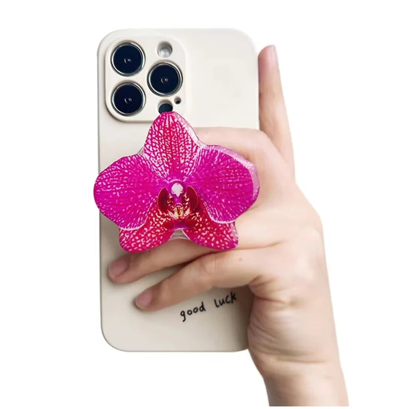 2025 Ins Style Orchid Mobile Phone Bracket Korean Orchid Acrylic Socket Grip Security Ring Finger Phone Bracket