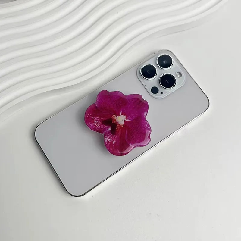 2025 Ins Style Orchid Mobile Phone Bracket Korean Orchid Acrylic Socket Grip Security Ring Finger Phone Bracket